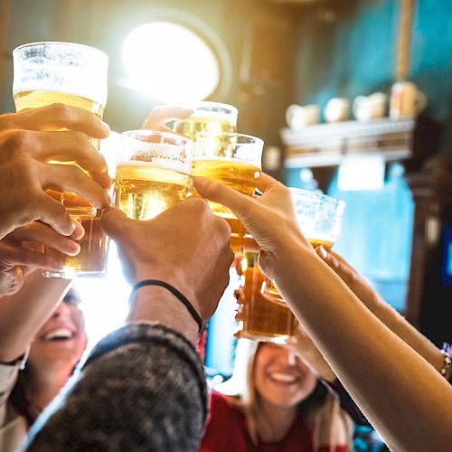People celebrating having drinks