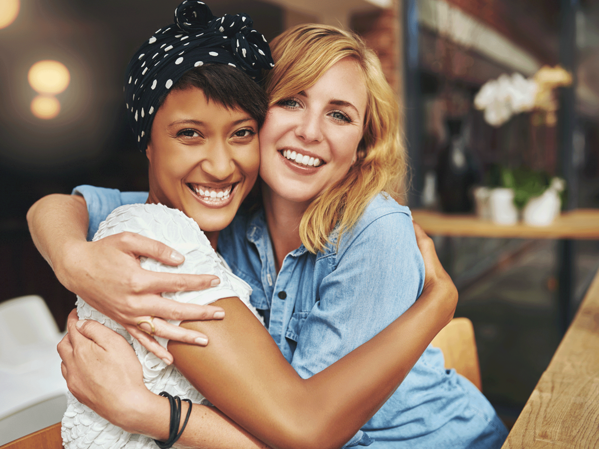 two women hugging