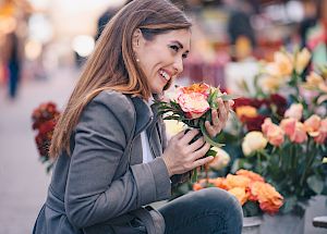 Woman holding flowers