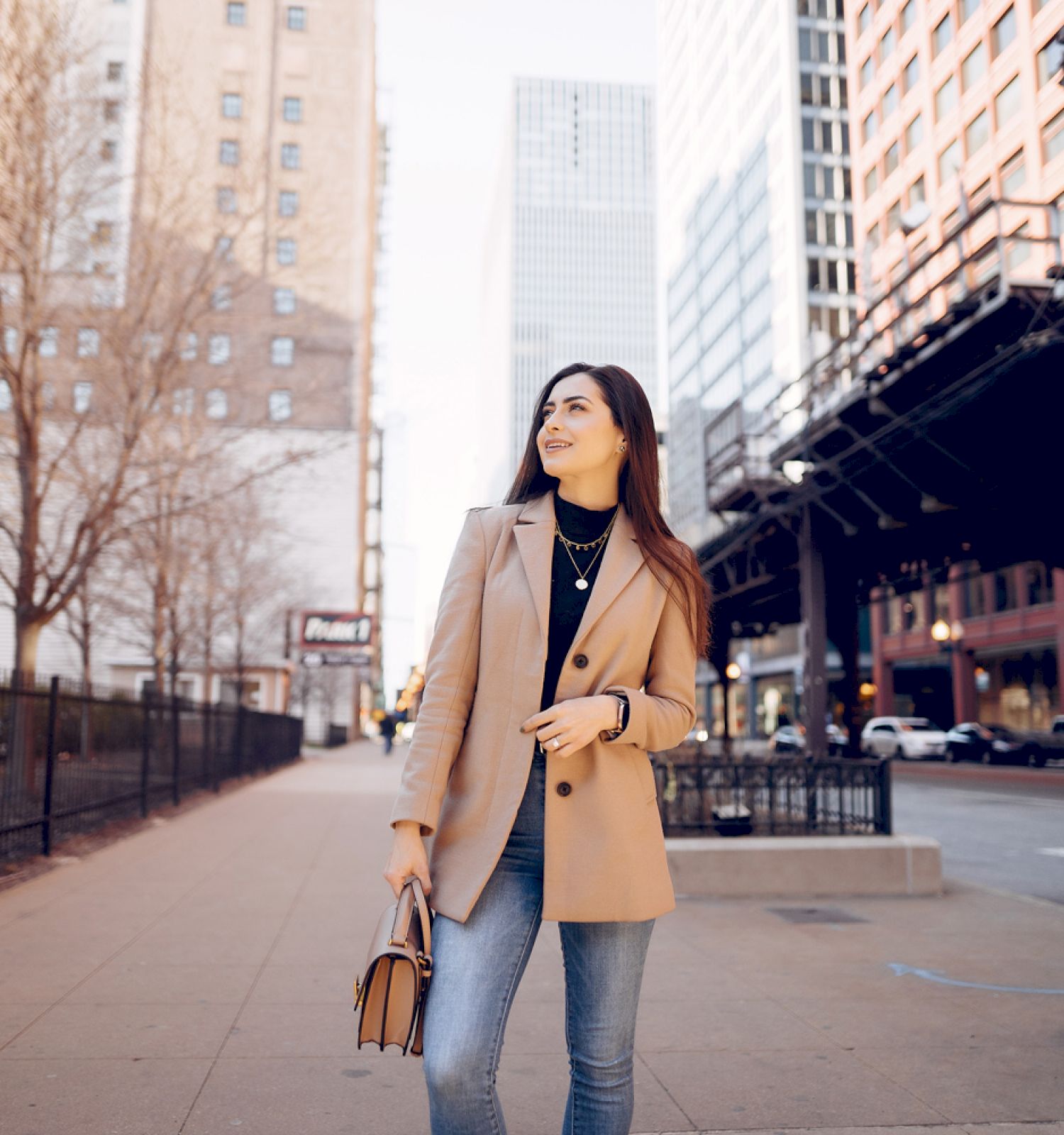 woman with good fashion walking